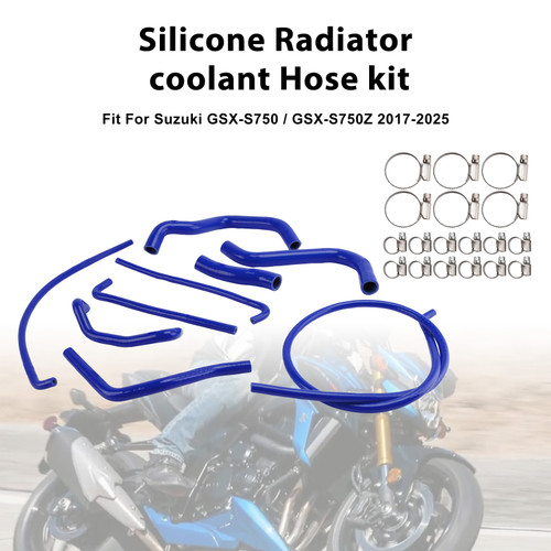 2017-2025 Suzuki GSX-S750/ GSX-S750Z Silicone Radiator coolant Hose kit Blue Generic