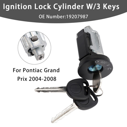 2004-2008 Pontiac Grand Prix Ignition Lock Cylinder W/3 Keys 19207987 Generic