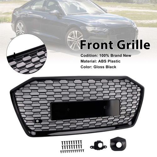 2019-2023 Audi A6 C8/ Sline/ S6 Without ACC RS6 Style Honeycomb Mesh Front Grille Generic