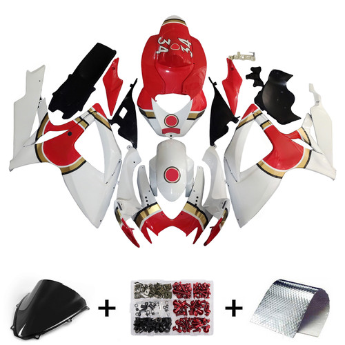 2006-2007 Suzuki GSXR 600 750 White Red Lucky Strike Racing Amotopart Fairings Customs Fairing