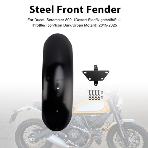 2015-2025 Ducati Scrambler 800 1100 Steel Front Fender Black Generic