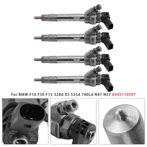 2014-2018 BMW F10 F30 F15 328d X5 535d 740Ld N47 N57 4Pcs Fuel Injector 0445110597 Generic