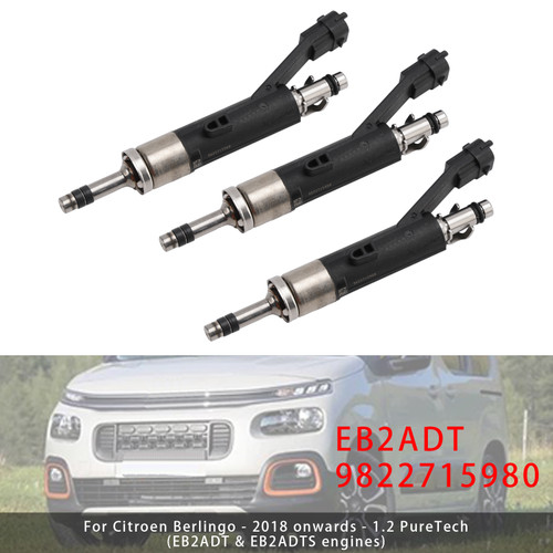 3Pcs Fuel Injector For Citroen DS Peugeot Vauxhall 1.2 EB2ADT 9822715980