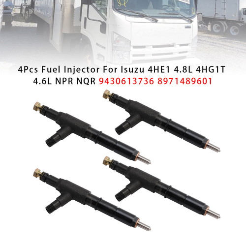 1999-2004 Isuzu NPR-HD 4.8 4HE1 Turbocharged 4Pcs Fuel Injector 9430613736 8971489601 Generic