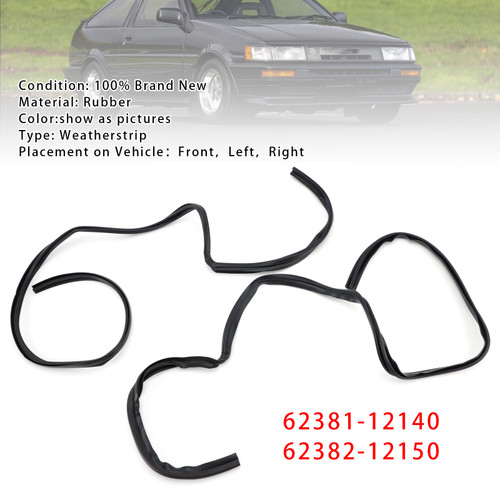 1983-1987 Toyota AE86 Corolla 2-Door Front Roof Side Rail Weatherstrip Left+Right Set 62381-12140 Generic