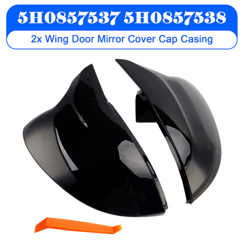 2020-2024 Volkswagen VW Golf 8 MK8 VIII 8R R GTI GTE GTD 2x Wing Door Mirror Cover Cap Casing Gloss Black Generic