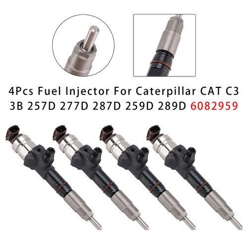 4Pcs Fuel Injector For Caterpillar CAT C3.3B 257D 277D 287D 259D 289D 6082959