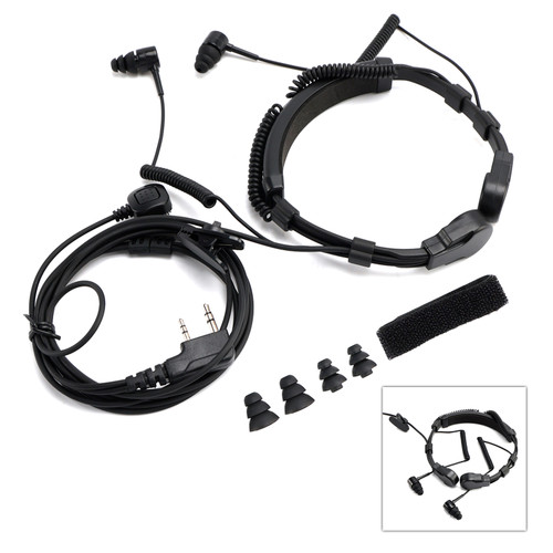 K-Head Binaural Telescopic Throat Mic Headset for TK-208 TK-220 TH-D7 TH-F6