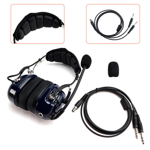 Pilot Noise-Cancelling Headset with 6.3/5.2mm GA Plugs Universal for Aircraft