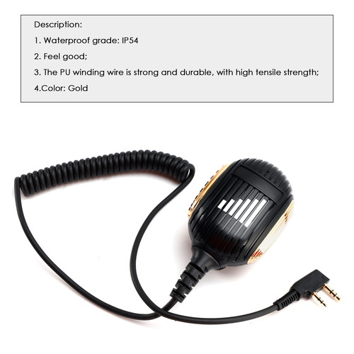 K-SM26 Microphone Speaker for TK-208 TH-D7 RPU416A KG-UVD1 TG-K4AT PX-777 Gold