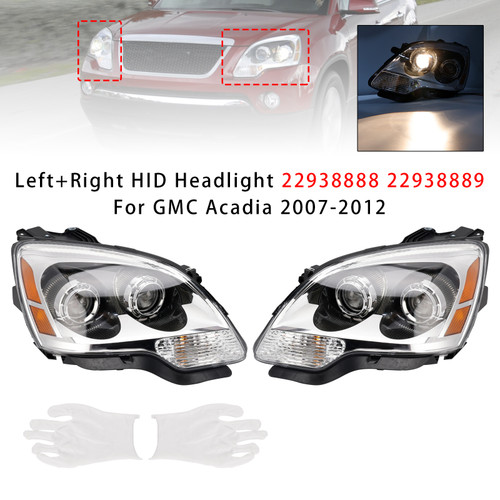 2007-2012 GMC Acadia Left+Right HID Headlight 22938888 22938889 Generic