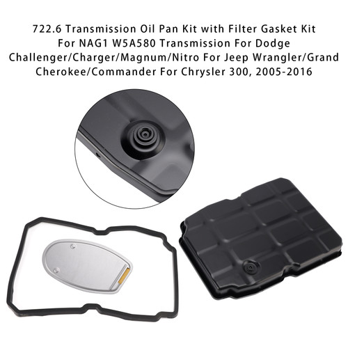 2012-2016 Jeep Wrangler 722.6 Transmission Oil Pan Kit with Filter Gasket Kit W5A580 Generic