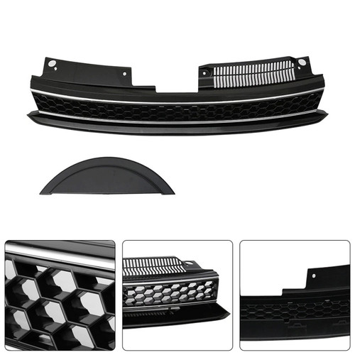 2011-2014 Volkswagen Jetta Wagon MK6 GTI Style Front High Bar Black Chrome Trim Grille 5K0-853-651-AL-QWA Generic