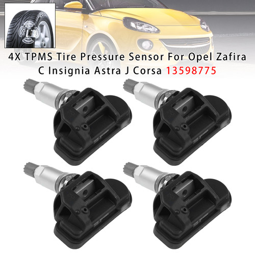 2008-2019 Opel Zafira C Insignia Astra J Corsa Adam 4X TPMS Tire Pressure Sensor 13598775 Generic