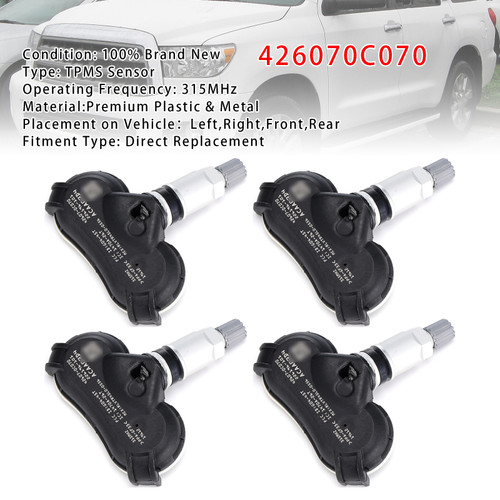2007-2020 Toyota Sequoia Tundra Sienna 4X TPMS Tire Pressure Sensor 426070C070 Generic