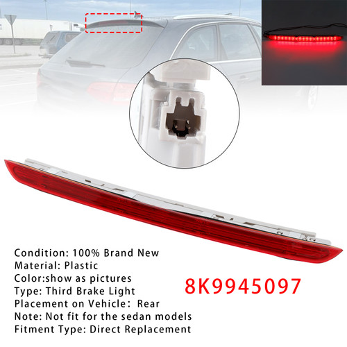 2008-2015 Audi A4 Avant B8 (8K5) Rear Brake Light Auxiliary Third Stop Lamp Light 8K9945097 Red Generic