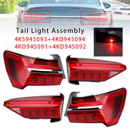 2019-2023 Audi A6 C8 4PCS Left Right Outer Inner LED Tail Light Assembly 4KD945093 4K5945093 Generic