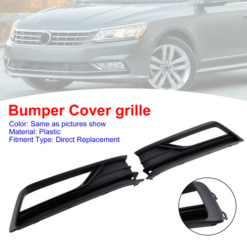 2016-2019 VW Passat B8 2PCS Fog Light Lamp Grille Cover 561854661M Gloss Black Generic