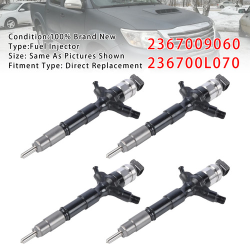 Toyota Hilux Hiace 2KD-FTV 2.5L 4Pcs Fuel Injector 2367009060 236700L070 Generic