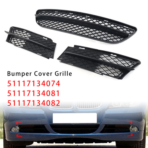 2006-2008 BMW 3 Series E90 E91 Front Bumper Lower Grille Set 51117134074 Generic