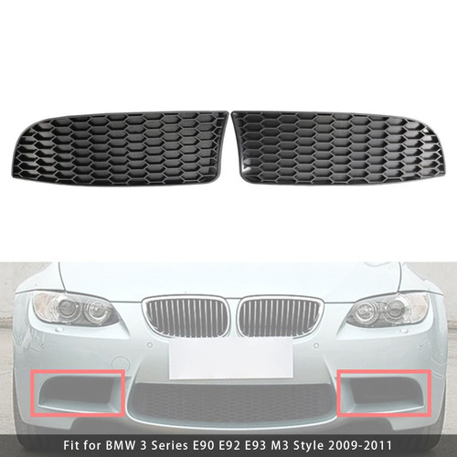 2009-2011 BMW 3 Series E90 E92 E93 M3 Style Front Bumper Fog Light Grille Black Generic