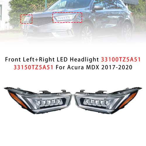 2017-2020 MDX Base Front Left+Right LED Headlight 33100TZ5A51 33150TZ5A51 Generic