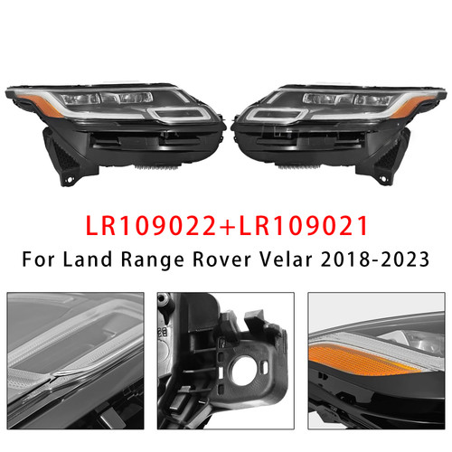 2018-2023 Land Range Rover Velar Front Left+Right LED Headlight LR109022 LR109021 Generic