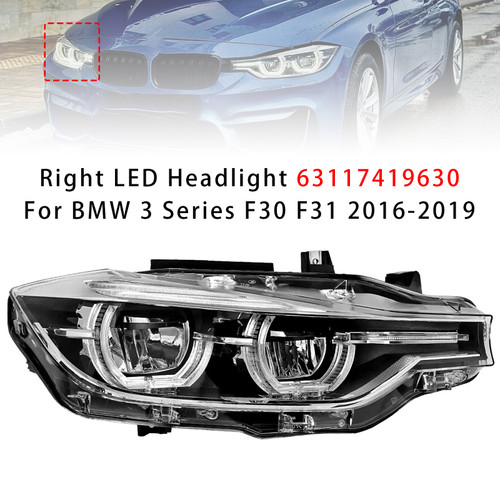 2016-2019 BMW 3 Series F30 320i 330i 340i Right LED Headlight 63117419630 Generic