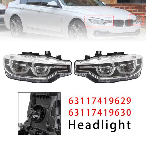 2016-2019 BMW 3 Series F30 320i 330i 340i Left+Right LED Headlight 63117419629 63117419630 Generic