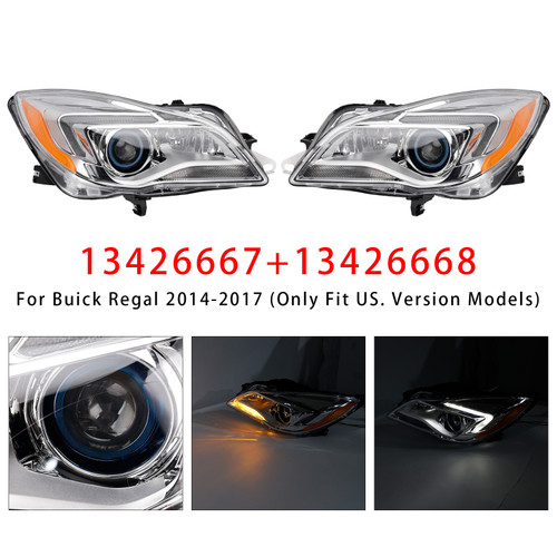 2014-2017 Buick Regal HID Xenon Left+Right Headlight 13426667 13426668 Generic