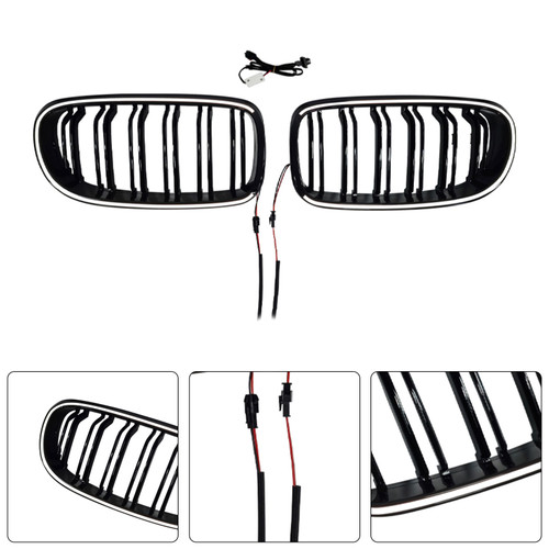 2009-2011 BMW 3 Series E90/E91 Double Rib Front Kidney Grille Gloss Black Generic