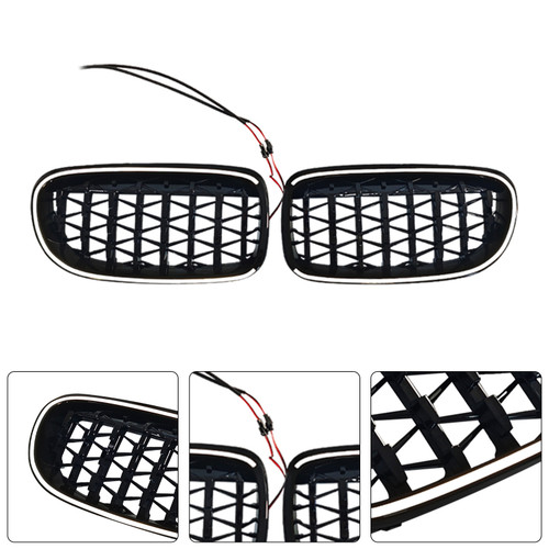 2009-2011 BMW 3 Series E90/E91 Diamond Front Kidney Grille Gloss Black Generic
