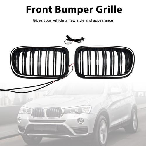 2010-2014 BMW X3/X4 F25/F26 Front Bumper Kidney Grille Gloss Black Generic