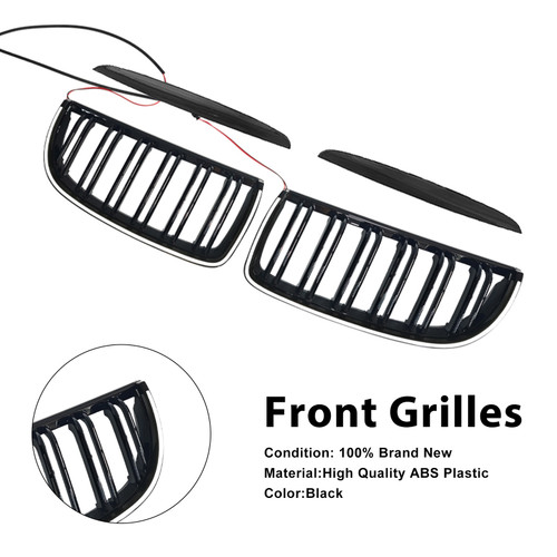 2004-2007 BMW 3 Series E90 320i 323i 328i 335i Front Kidney Double Slat Grille Black Generic