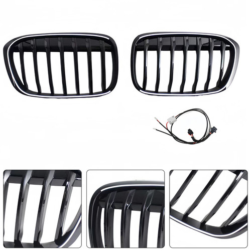 2016-2019 BMW X1 F48 F49 2PCS Gloss Black Front Kidney Grille Generic