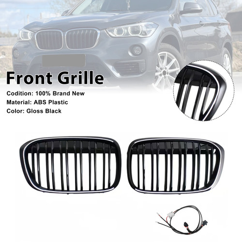 2016-2018 BMW X1 F48 F49 Front Kidney Grille Gloss Black Generic