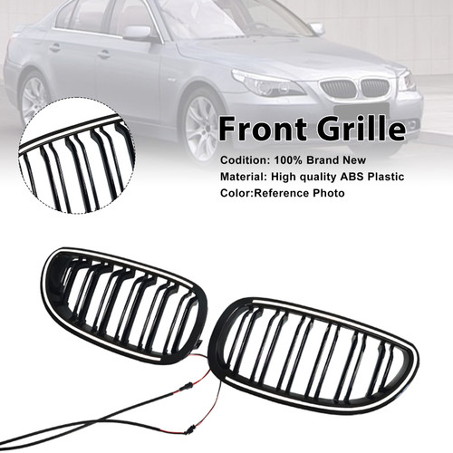 2004-2009 BMW E60 E61 520i 530i 2PCS Glossy Black Front Sport Kidney Grille Generic