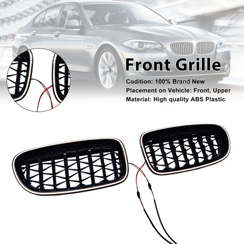 2009-2017 BMW 5-Series F10 F11 Kidney Bumper Grille Gloss Black Generic
