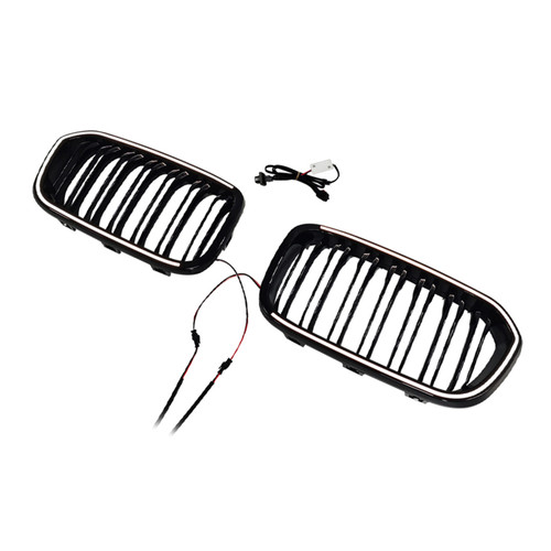 2015-2017 BMW 1 Series F20 F21 Double Line Front Kidney Grille Gloss Black Generic