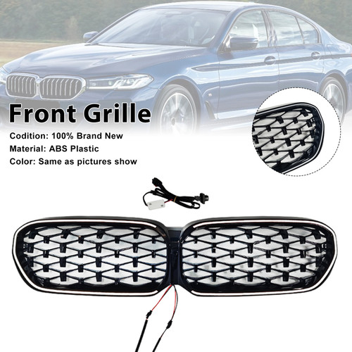 2021-2024 BMW 5 Series G30 G31 G38 Diamond Front Kidney Grille With Camera Hole Generic