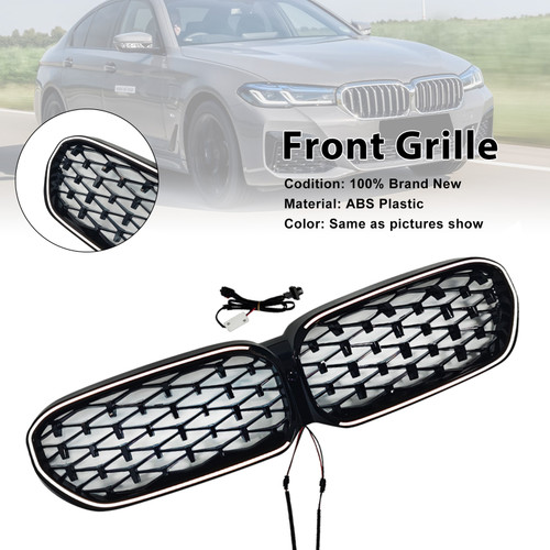 2021-2024 BMW 5 Series G30 G31 G38 Diamond Front Kidney Grille With Camera Hole Generic