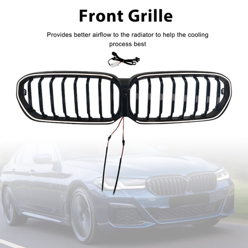 2021-2024 BMW 5 Series G30 G31 G38 Front Kidney Grille Gloss Black Generic