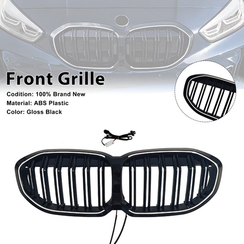 2019-2024 BMW 1 Series F40 Double Slat Kidney Grille Gloss Black Generic