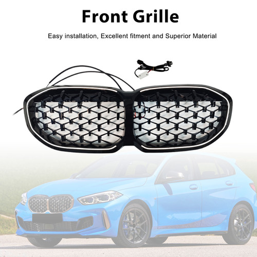 2019-2024 BMW 1 Series F40 Diamond Front Kidney Grille Gloss Black Generic