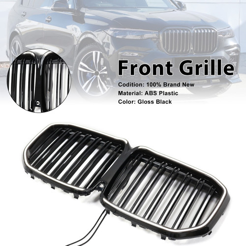 2019-2022 BMW X7 G07 Double Slat Gloss Black Front Kidney Grille Generic