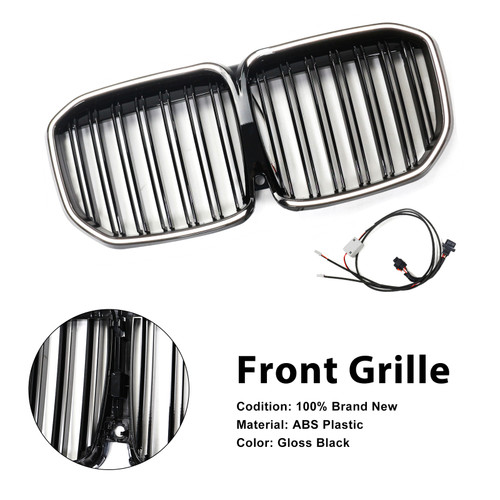2019-2022 BMW X7 G07 Double Slat Gloss Black Front Kidney Grille Generic