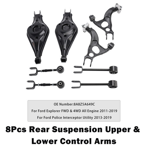 2011-2019 Ford Explorer FWD & 4WD All Engine 8Pcs Rear Suspension Upper & Lower Control Arms Generic