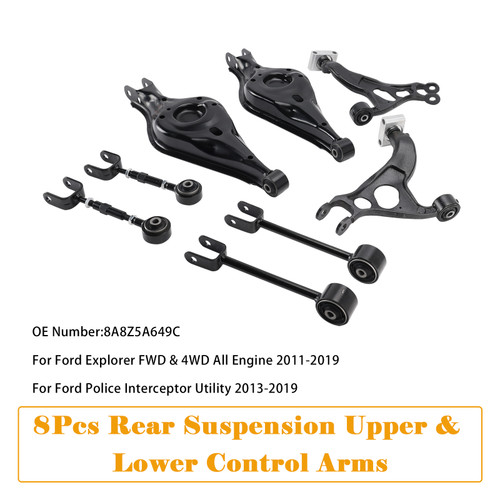 2011-2019 Ford Explorer FWD & 4WD All Engine 8Pcs Rear Suspension Upper & Lower Control Arms Generic