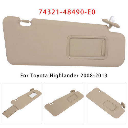 2008-2013 Toyota Highlander Beige Right Side Sun Visor 74321-48490-E0