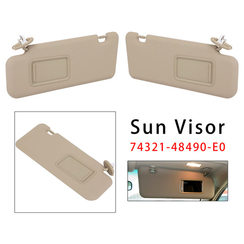 2008-2013 Toyota Highlander Pair Beige Sun Visor 74321-48490-E0 Generic